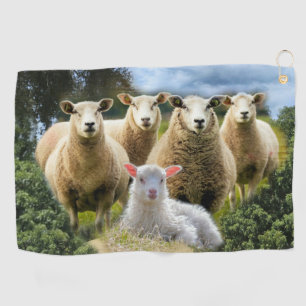 Baby Lamb Sheep Herd Flock Golfhandtuch