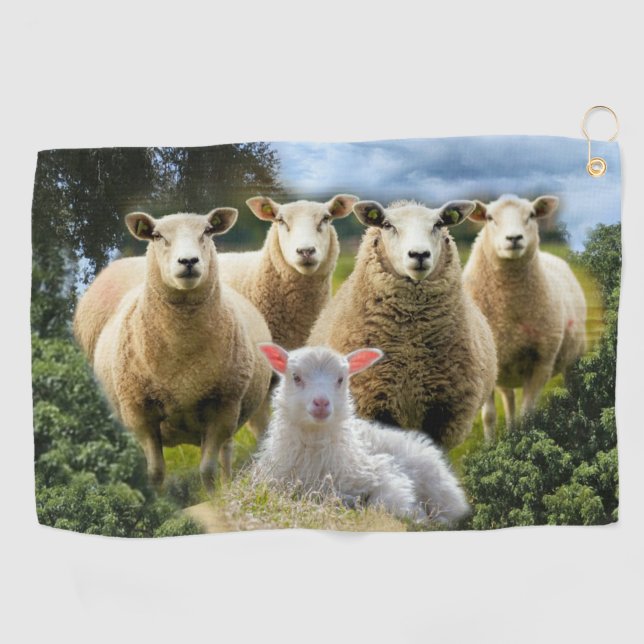 Baby Lamb Sheep Herd Flock Golfhandtuch (Horizontal)