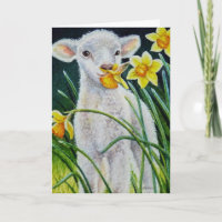 Baby Lamb und Frühlingsgetränke Wasserfarben Kunst