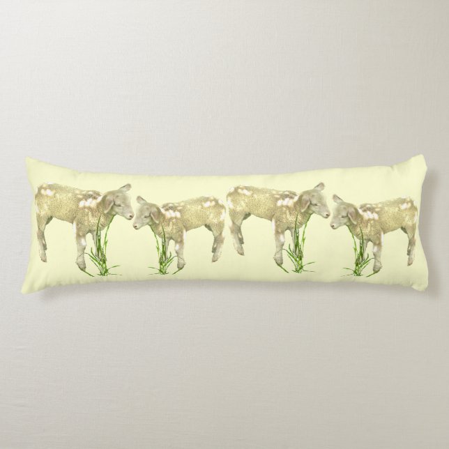 Baby Lambs auf gelbem Kissen (Vorderseite)