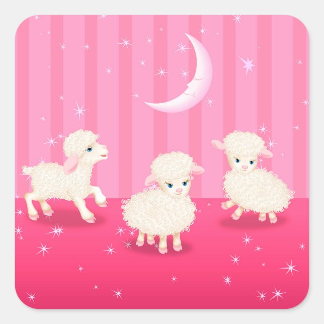 Baby Lambs Quadratischer Aufkleber (Vorderseite)