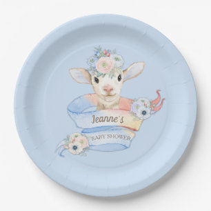 Baby Lamm Pink Blau Farm Land Pastell Pappteller