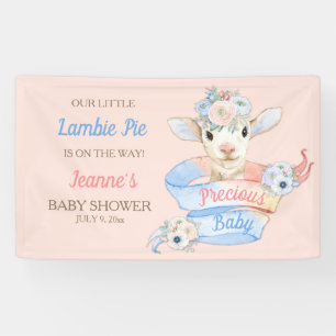 Baby Lamm Pink Blau Geschlechtsneutraler Reveal Banner