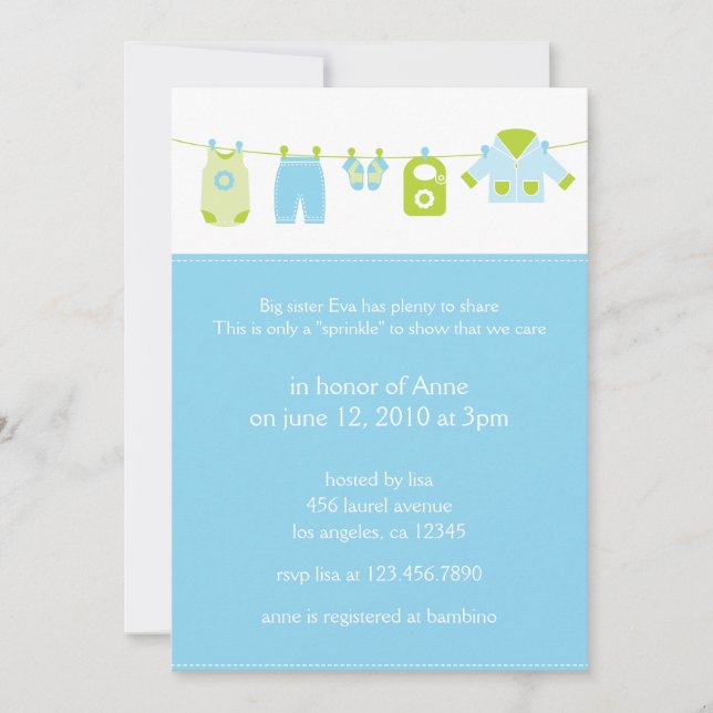 Baby-Laundry 2nd Shower Invitation Card (Devant)