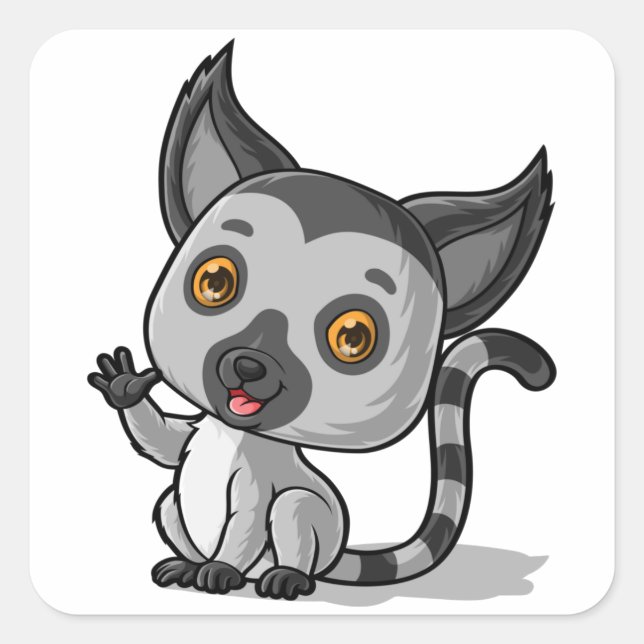 Baby Lemur Quadratischer Aufkleber (Vorderseite)
