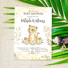 Baby Leopard gelbe goldbraune Babydusche einladen Einladung