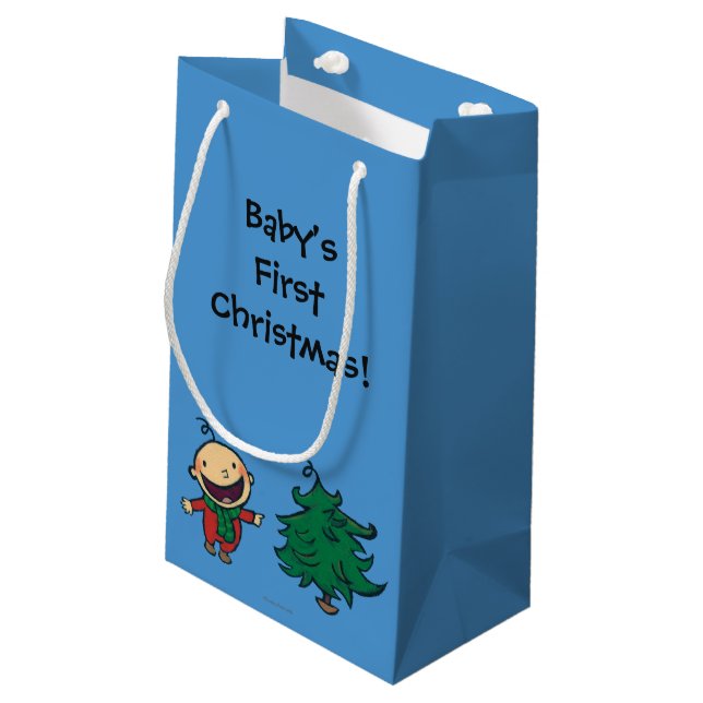 Baby Leslie Patricellis wählt einen Weihnachtsbaum Kleine Geschenktüte (Rückseite Schrägansicht)