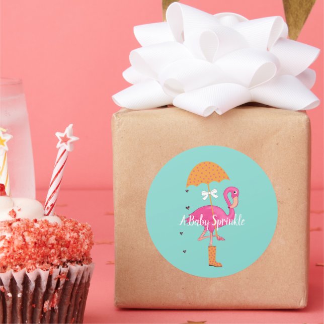 BABY Let's Flamingle Sprinkle Shower Party Runder Aufkleber (Party)