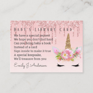 Baby Library Demande de carte Pink Unicorn