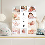 Baby Liebe 10 Foto Collage Künstlicher Leinwanddruck<br><div class="desc">Ein Foto Collage Imitate Leinwand drucken,  um Ihr Neugeborenes zu feiern. Personalisieren Sie mit 10 Fotos. "LIEBE" ist in der Mitte in elegantem Text niedergeschrieben. Perfektes Geschenk für neue Eltern,  Großeltern und Tanten und Onkel.</div>