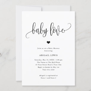 Baby Liebe Black/White Calligraphy Kinderdusche Einladung