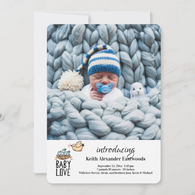 Baby Liebe Foto Geburtsankündigung Einladung (Vorderseite)