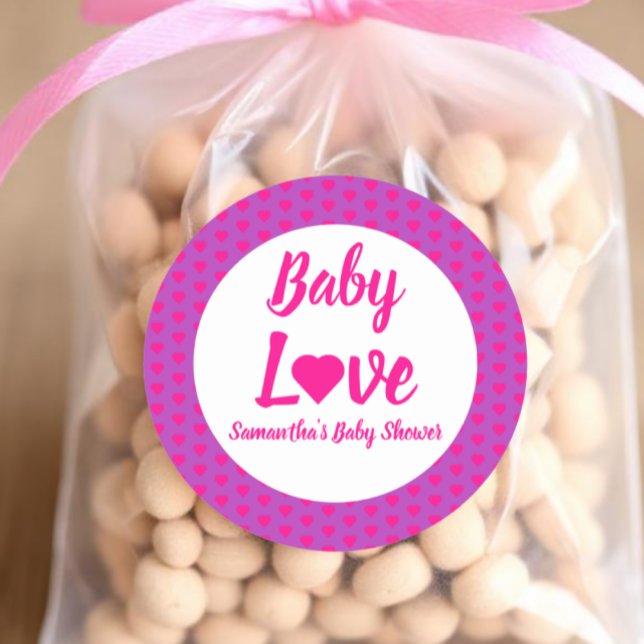 Baby Liebe Heart Baby Dusche Runder Aufkleber (Von Creator hochgeladen)