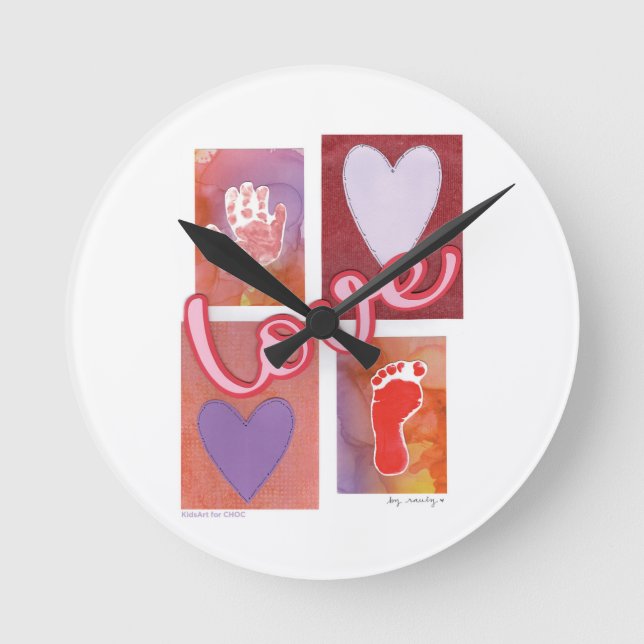 Baby Liebe - Kinder Kunst für CHOC Runde Wanduhr (Vorderseite)