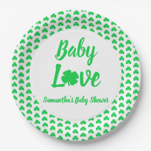 Baby Liebe Kleeblatt Babydusche Pappteller