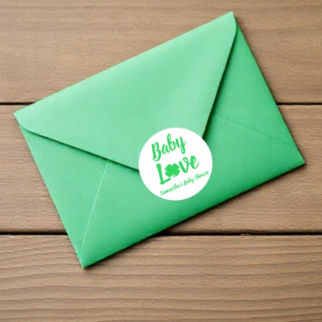 Baby Liebe Kleeblatt Babydusche Runder Aufkleber (Von Creator hochgeladen)