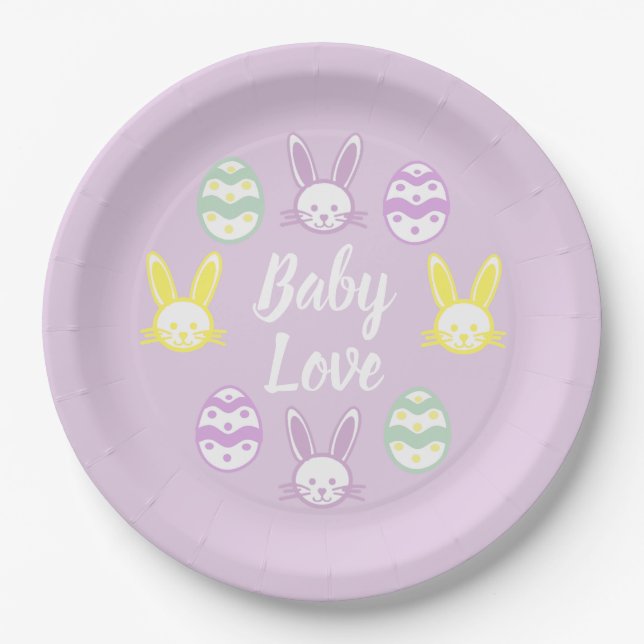 Baby Liebe Oaster Baby Dusche Pappteller (Vorderseite)