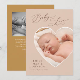 Baby Liebe Pastel Heart Foto Geburtsankündigung Einladung