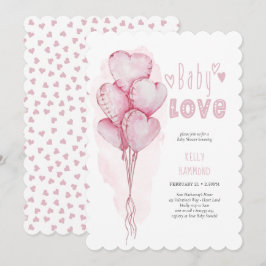 Baby Liebe Pink Heart Balloons Girl Baby Dusche Einladung