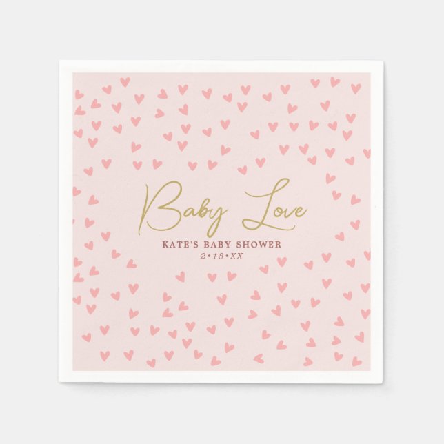 Baby Liebe Pink Hearts Girl Babydusche Serviette (Vorderseite)