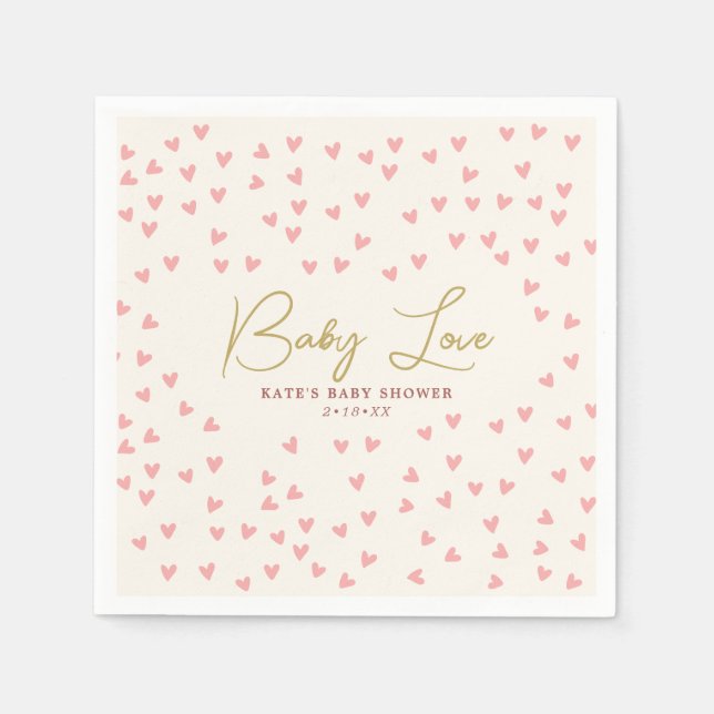 Baby Liebe Pink Hearts Girl Babydusche Serviette (Vorderseite)