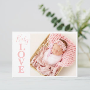 Baby Liebe Pink Typografie Foto Geburtsankündigung