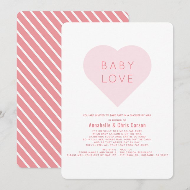 Baby-Liebe | Valentine's Day Baby Shower by Mail Einladung (Vorne/Hinten)