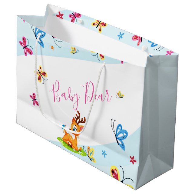 Baby Lieber (Hirsch) Brauch Große Geschenktüte (Vorderseite Schrägansicht)