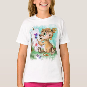 Baby Lion Artist Paints Funny T - Shirt