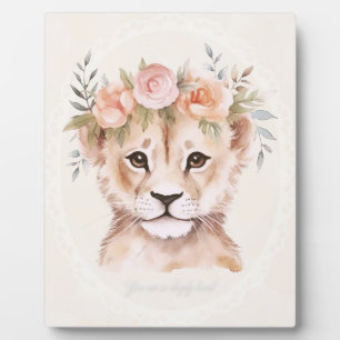 Baby Lion Cub mit Blume Crown Kinderzimmer Art Fotoplatte