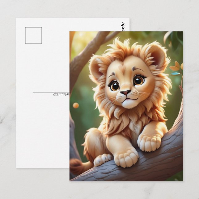 Baby Lion dans la jungle, Carte postale (Devant / Derrière)