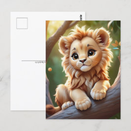 Baby Lion im Dschungel, Postüberquerung Postkarte