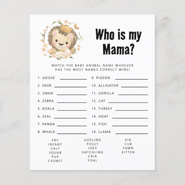 Baby Lion King, mein Mama Baby Showspiel (Vorderseite)