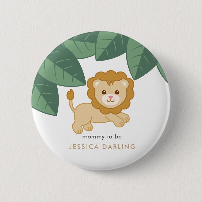 Baby Lion Mommy wird Knopf für Babydusche Button (Vorderseite)