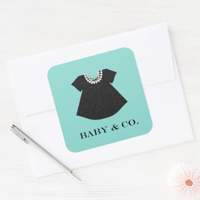 BABY Little Black Dress Baby Sprinkle Dusche Party Quadratischer Aufkleber (Umschlag)