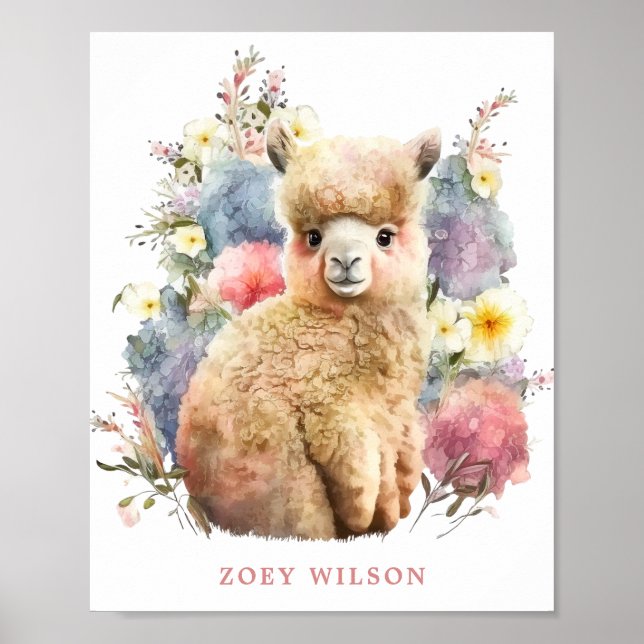 Baby Llama Kinderzimmer Decor Kindermädchen Poster (Vorne)