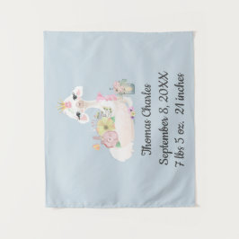 Baby Llama mit Blume White und Blue Baby Boy Wandteppich