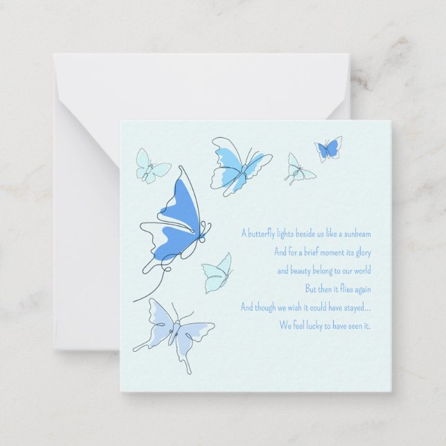 Baby Loss Säugling Boy Blue Butterfets Son Beileid Mitteilungskarte (Vorderseite)