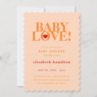BABY LOVE! Bold Orange Baby Shower Invitation Einladung