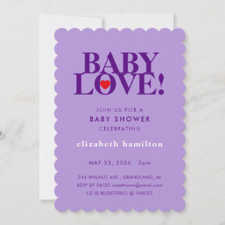 BABY LOVE! Bold Purple Baby Shower Invitation Einladung