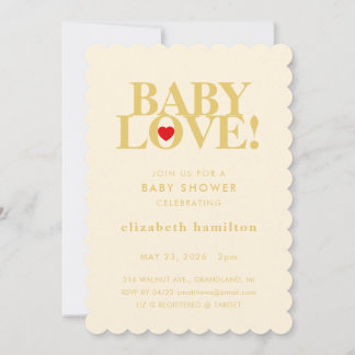BABY LOVE! Fette Creme Gold Baby Shower Einladung