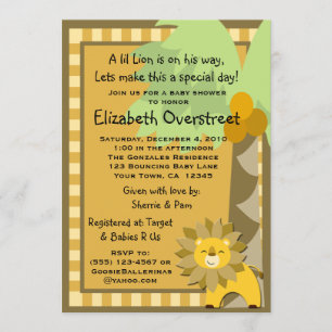 Baby-Löwe-Dschungel-König Shower Zoo Safari Custom Einladung