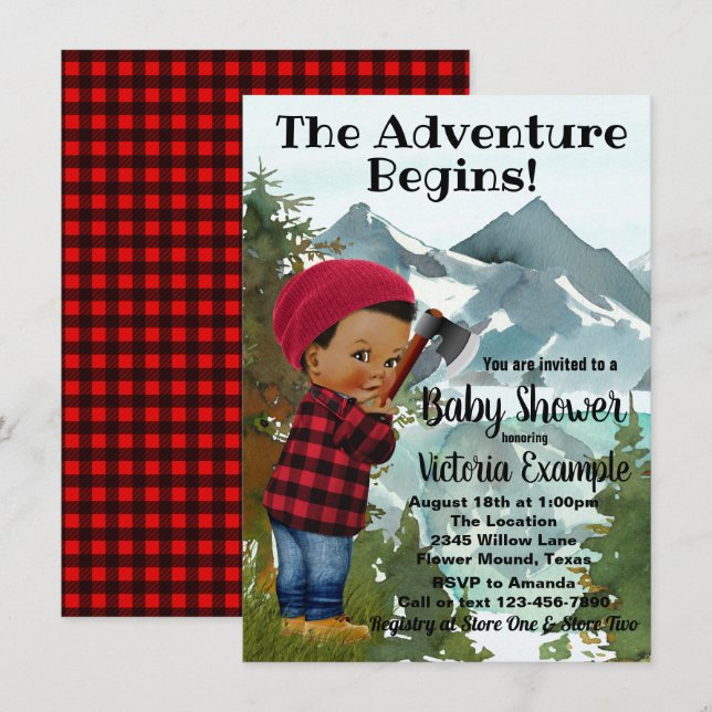 Baby Lumberjack Baby Shower Einladungen (Vorne/Hinten)