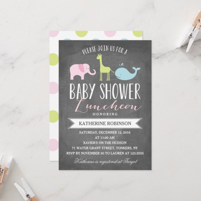 Baby Luncheon | Babydusche Einladung (Vorderseite/Rückseite Beispiel)