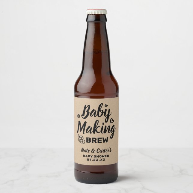 Baby Maaking Brew Funny Dusche Danke Kraft Bierflaschenetikett (Vorderseite)