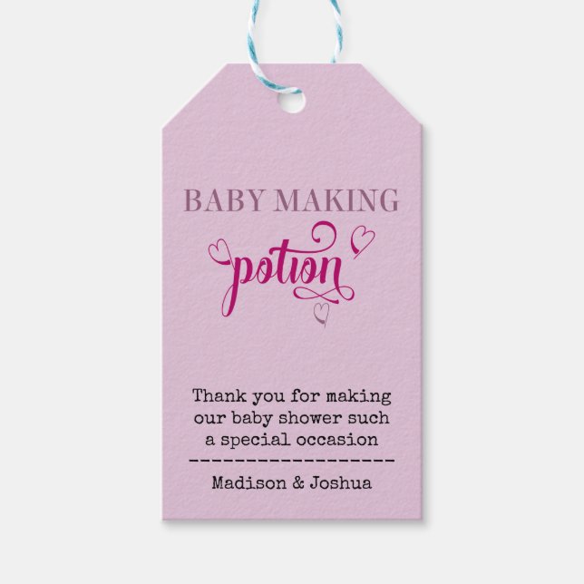 Baby Maaking Pocket Pink Typografie Baby Shower Geschenkanhänger (Vorderseite)