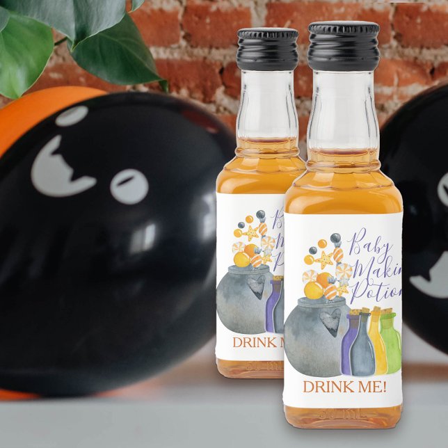 Baby Maaking Potion Halloween Baby Dusche Gefallen Alkoholflaschenetikett ("drink me" Baby Making Potion bottle labels)