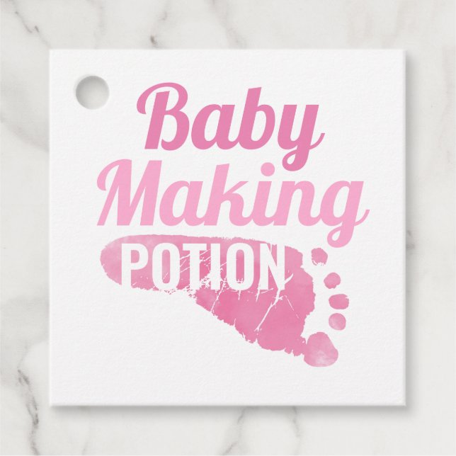 Baby Maaking Potion Pink Footprint Dusche Vielen D Geschenkanhänger (Vorderseite)