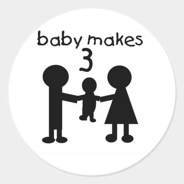 Baby macht 3 runder aufkleber (Vorderseite)