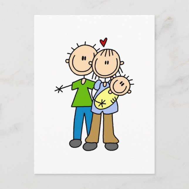 Baby macht drei T - Shirt und Geschenke Postkarte (Vorderseite)